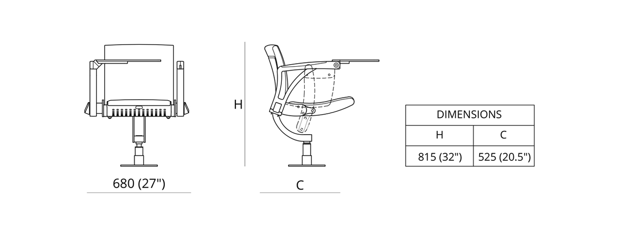 Wrimatic ARC Swivel Dimensions